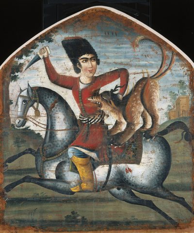 Hunter on Horseback Attacked by a Mythical Beast by Unbekannt Unbekannt
